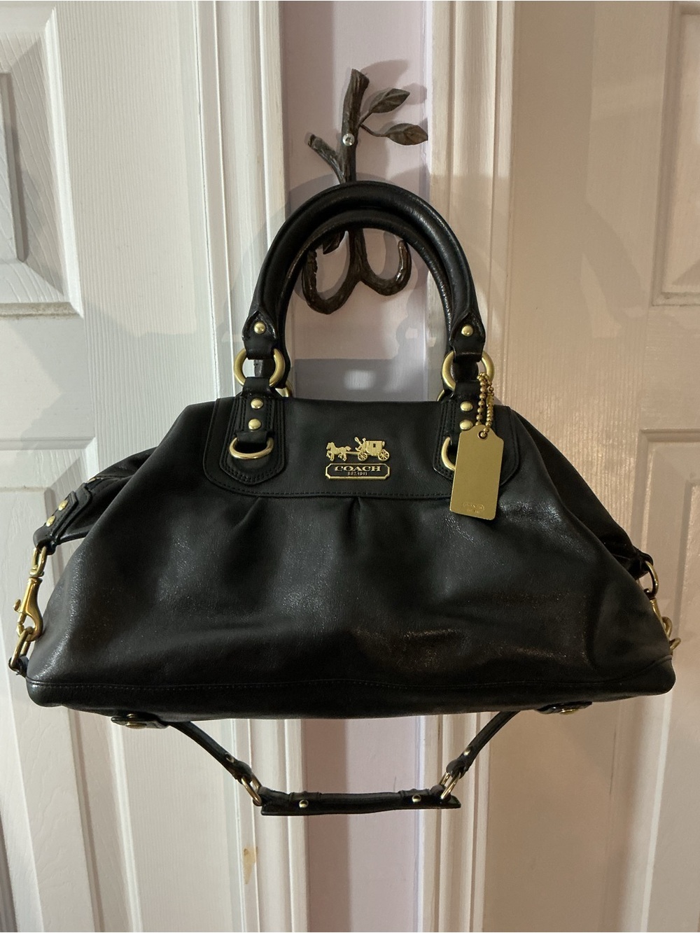 Authentic Coach Madison Audrey Black Leather Satchel